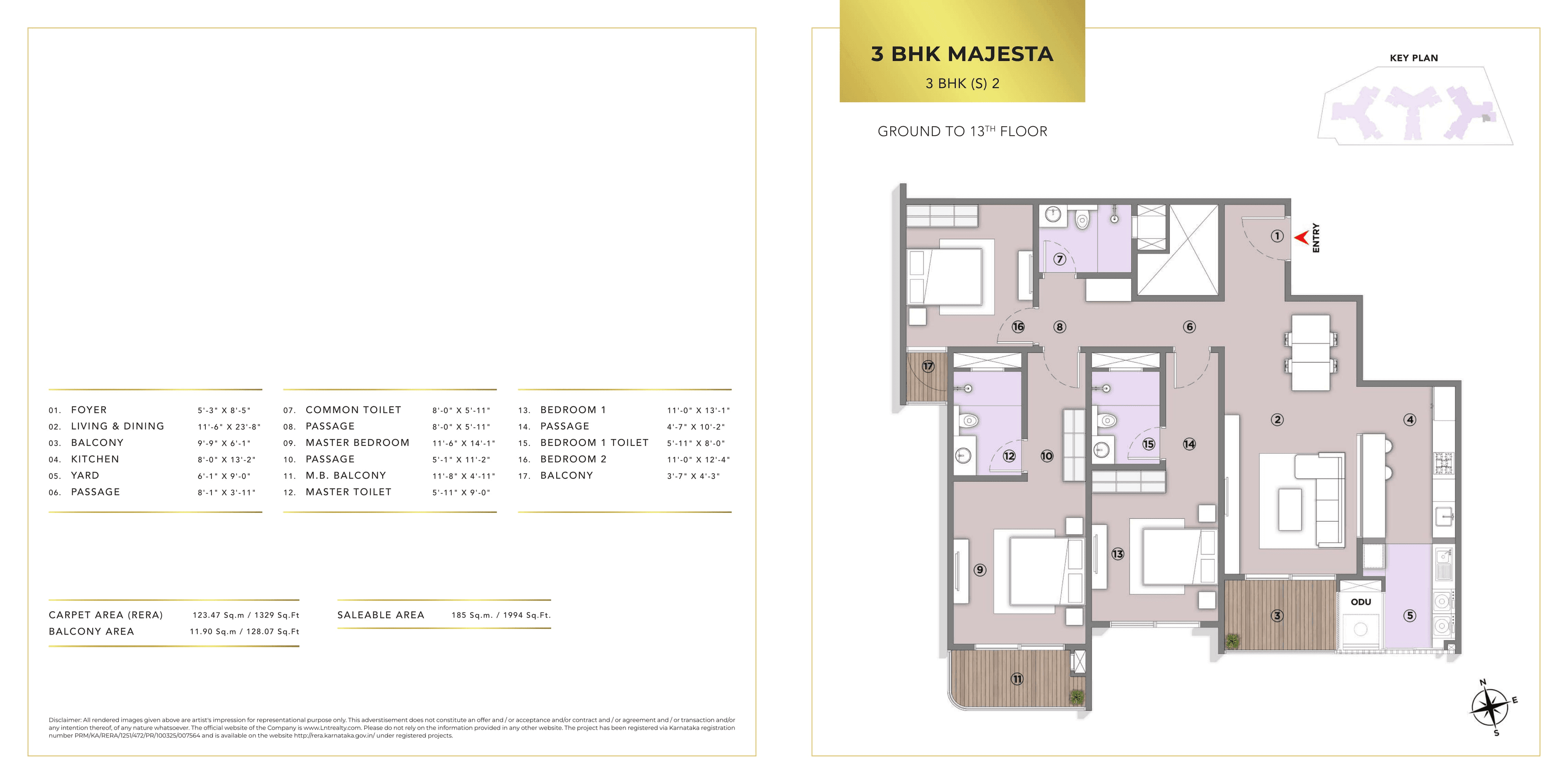 Unit plan - 1329 sq.ft.