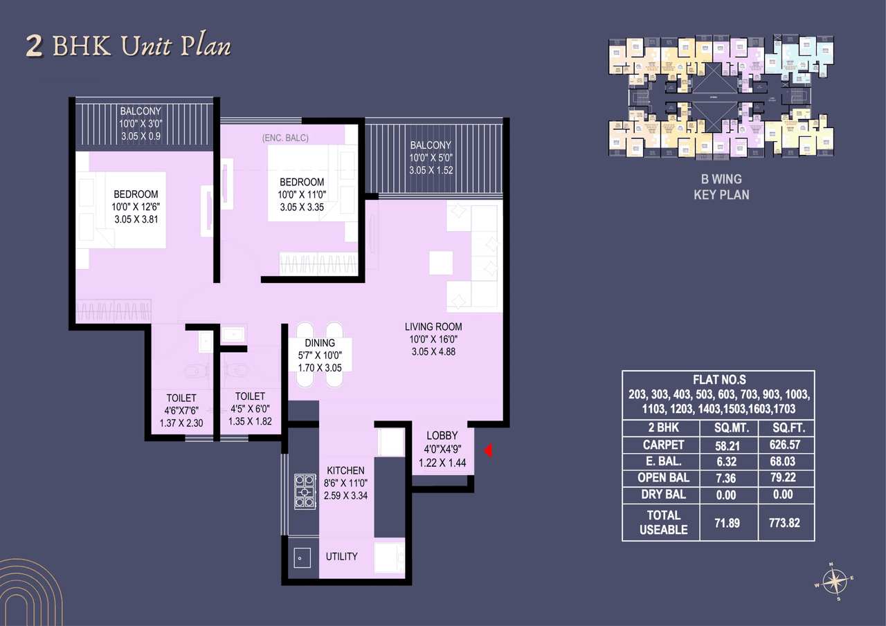 Prithvi Paradise Nxt Unit plan - 774 sq.ft.