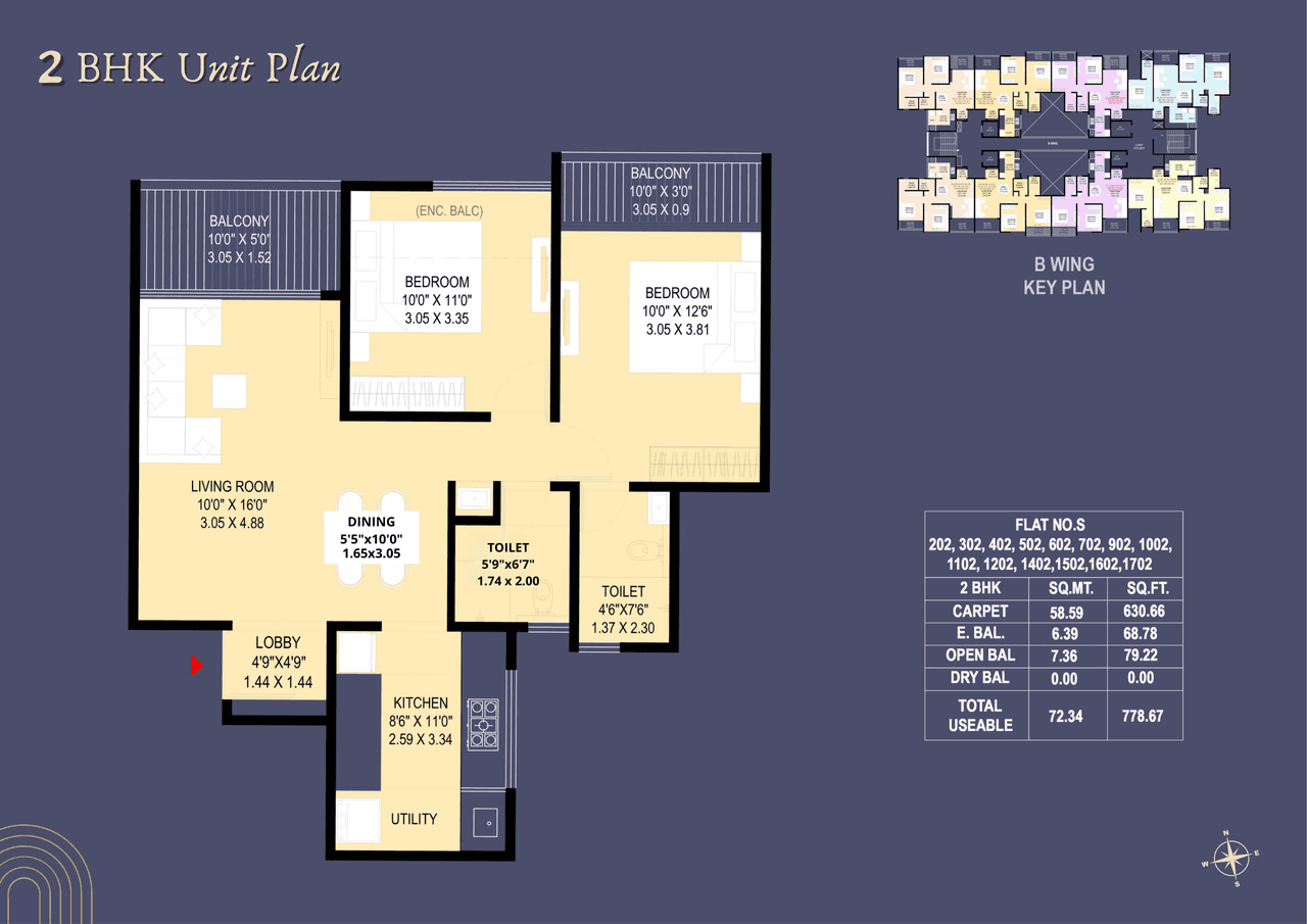 Prithvi Paradise Nxt Unit plan - 779 sq.ft.