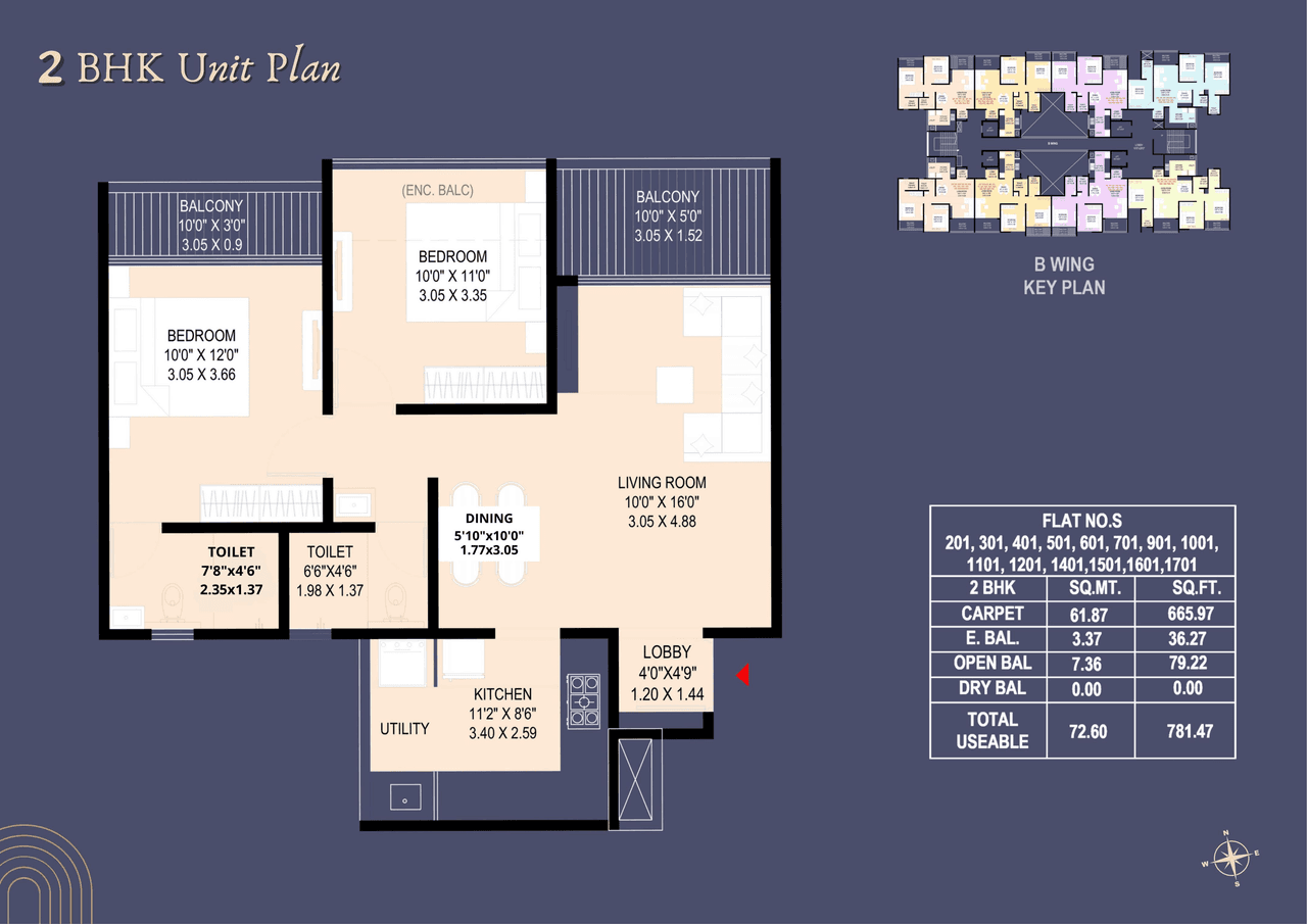 Prithvi Paradise Nxt Unit plan - 781 sq.ft.