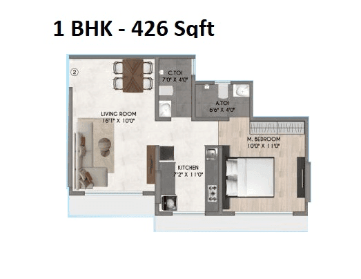 Samarpan Sankalp Unit plan - 426 sq.ft.