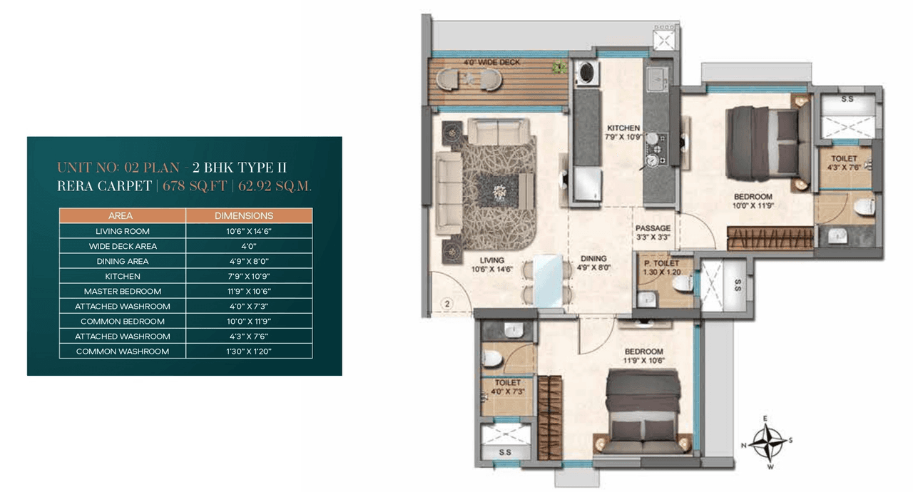 Ashapura The Legend Unit plan - 678 sq.ft.