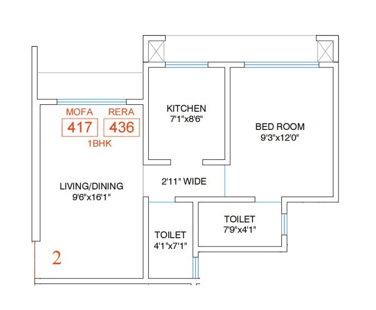Unit plan - 436 sq.ft.