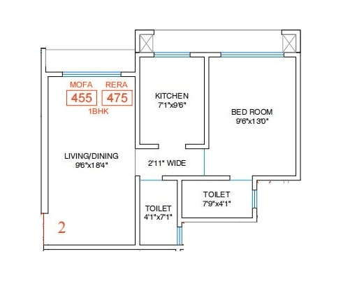 Unit plan - 475 sq.ft.