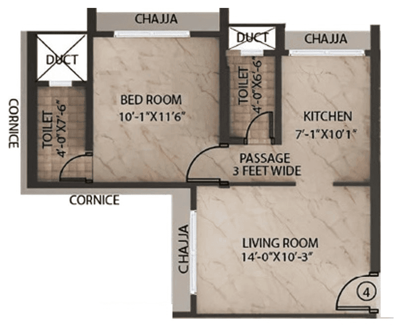Shreeji Nirmiti Seasons Unit plan - 414 sq.ft.