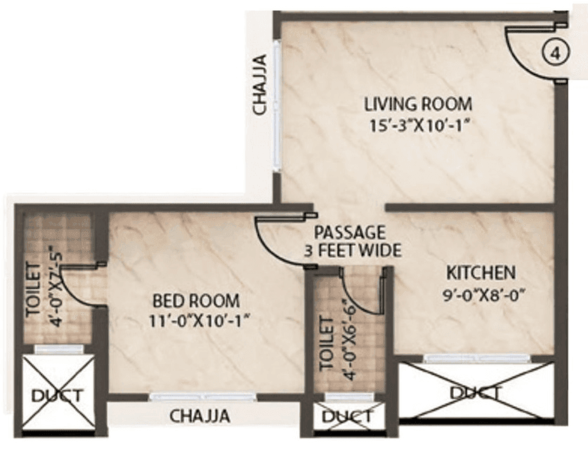 Shreeji Nirmiti Seasons Unit plan - 422 sq.ft.