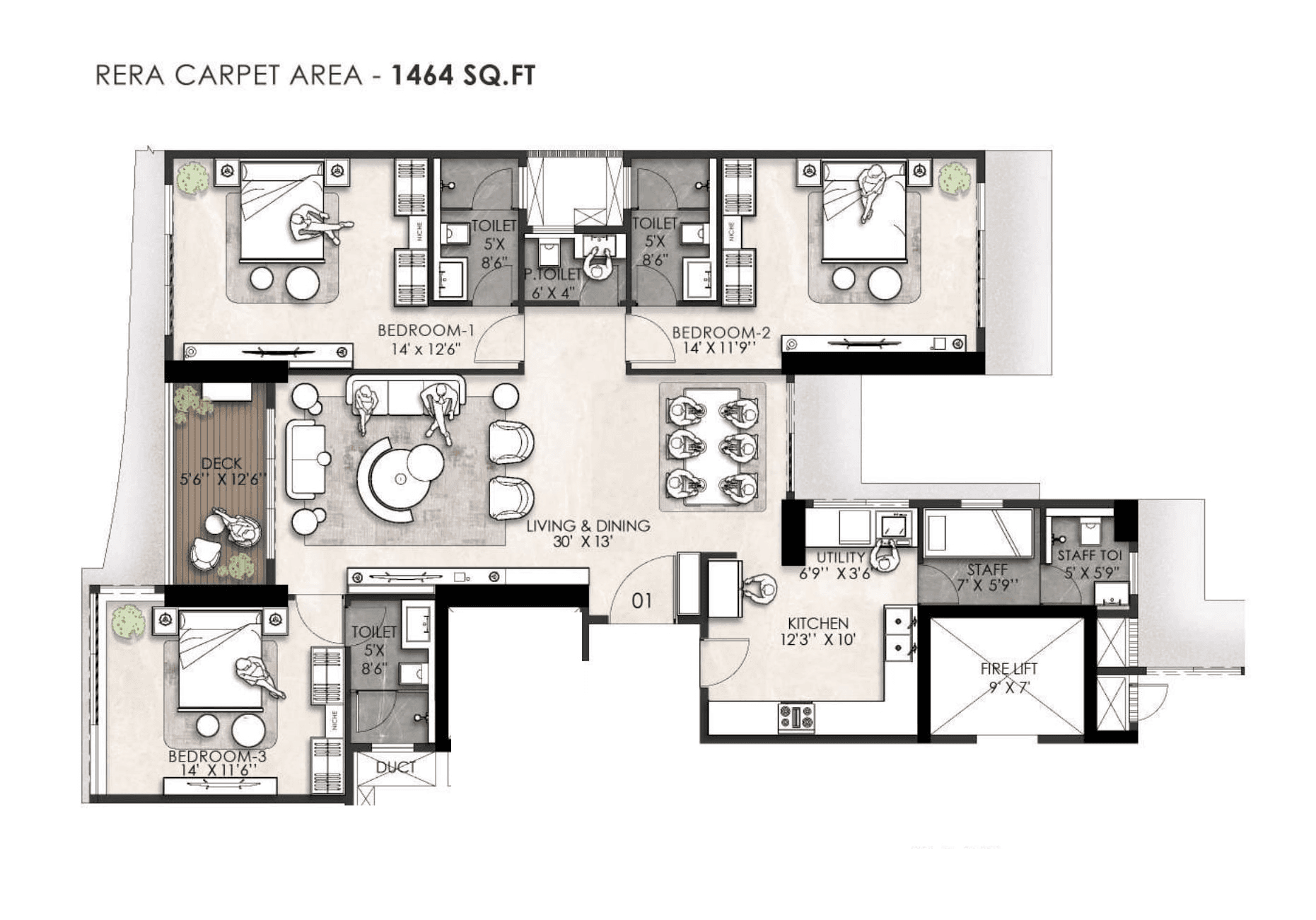 Unit plan - 1464 sq.ft.