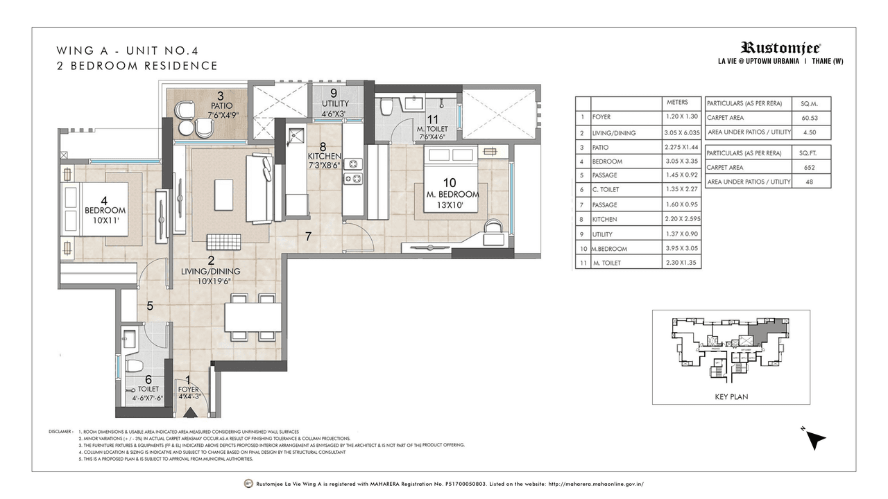 Rustomjee La Vie Unit plan - 700 sq.ft.