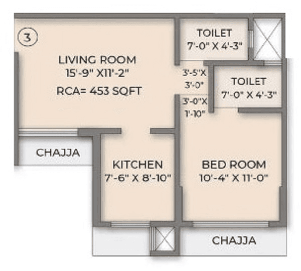 Majestic Vista Unit plan - 453 sq.ft.