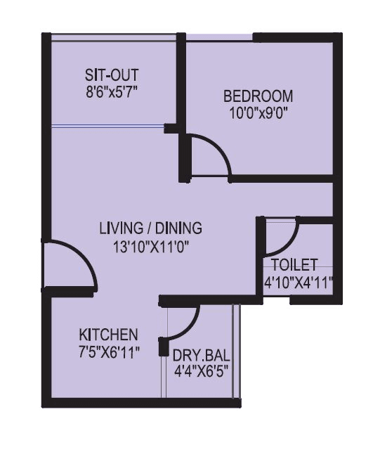 Porwal Khush Vista Unit plan - 395 sq.ft.