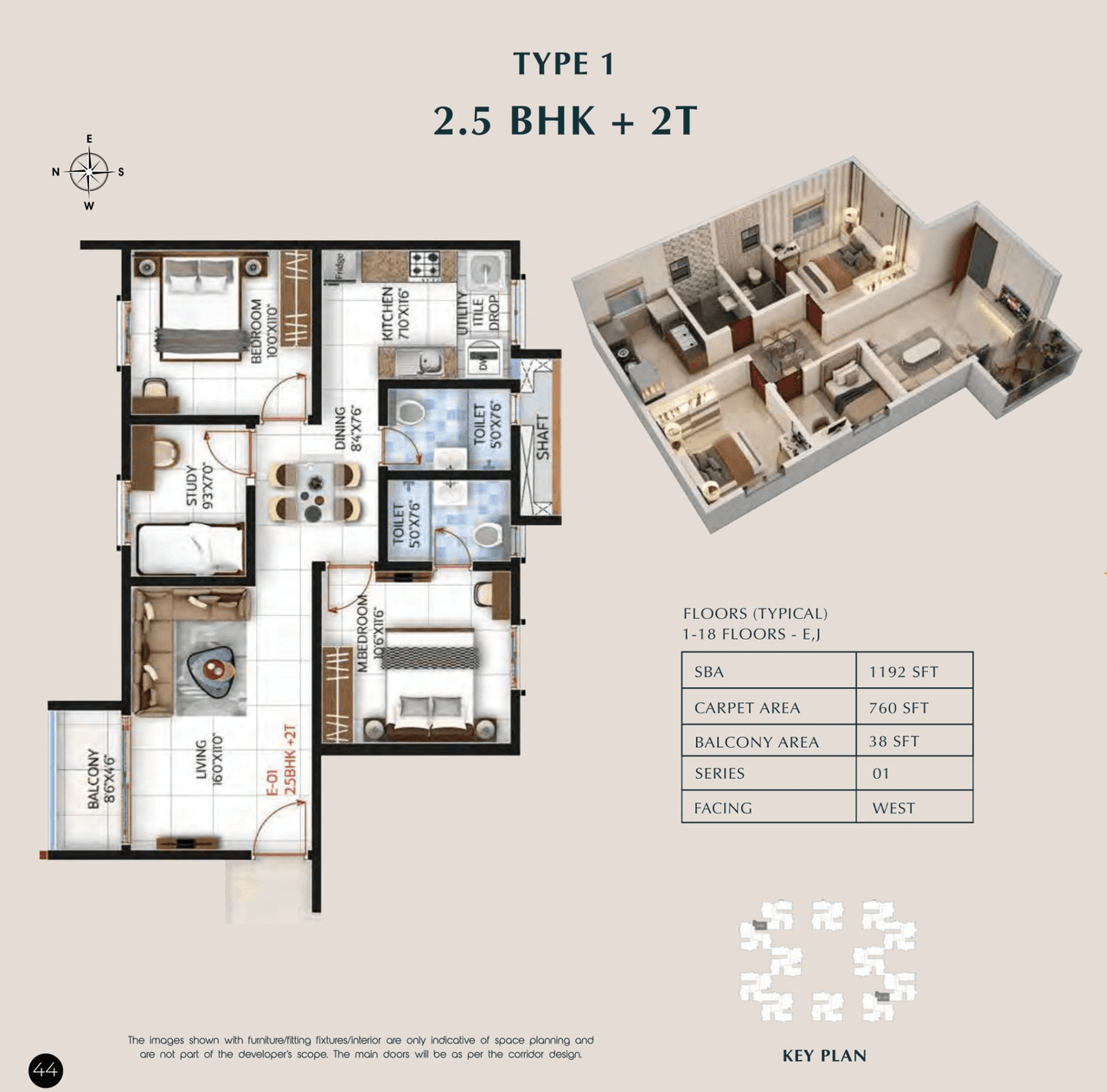 SBR One Residence Unit plan - 760 sq.ft.