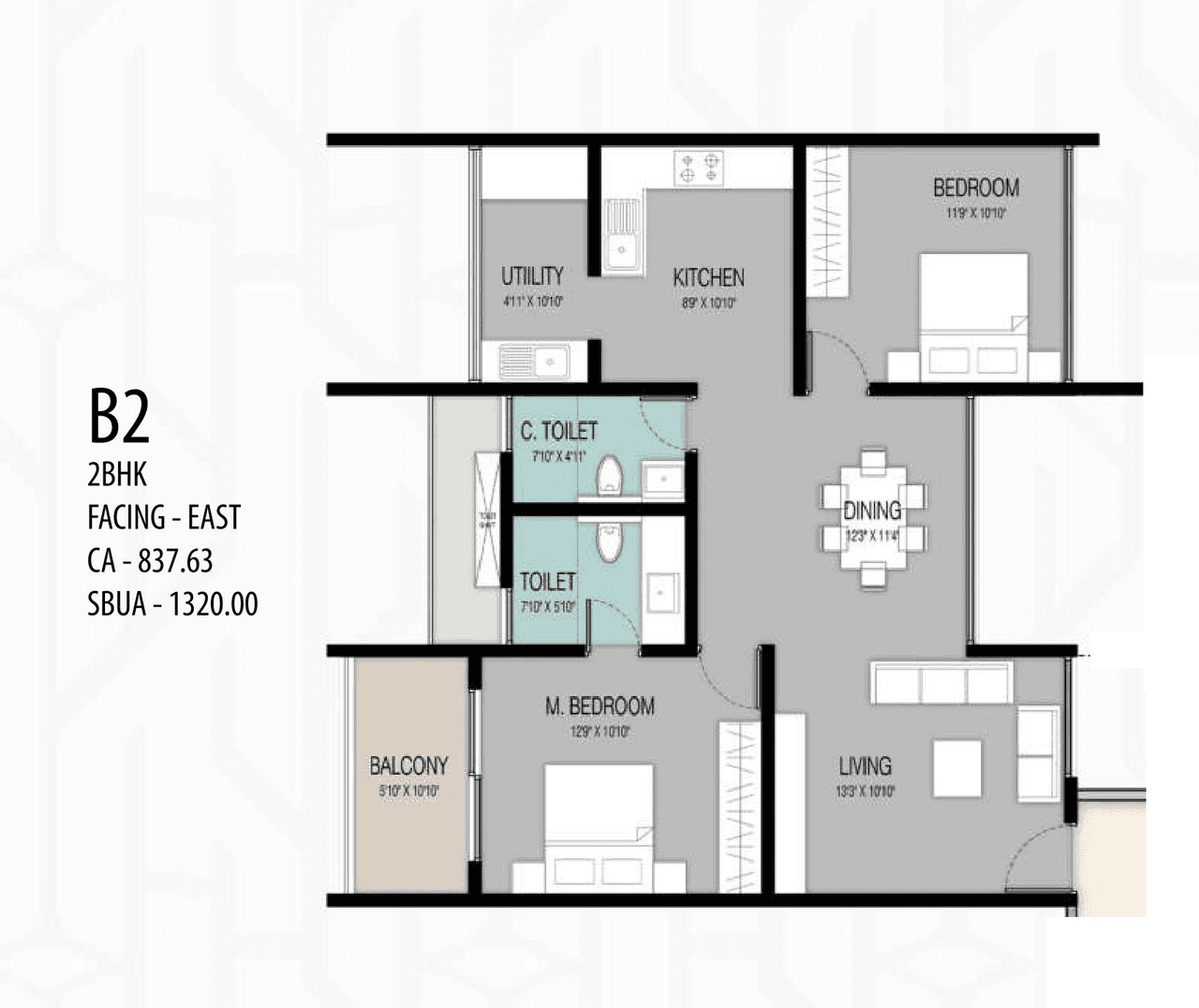 ELV The Ivory Terraces Unit plan - 924 sq.ft.