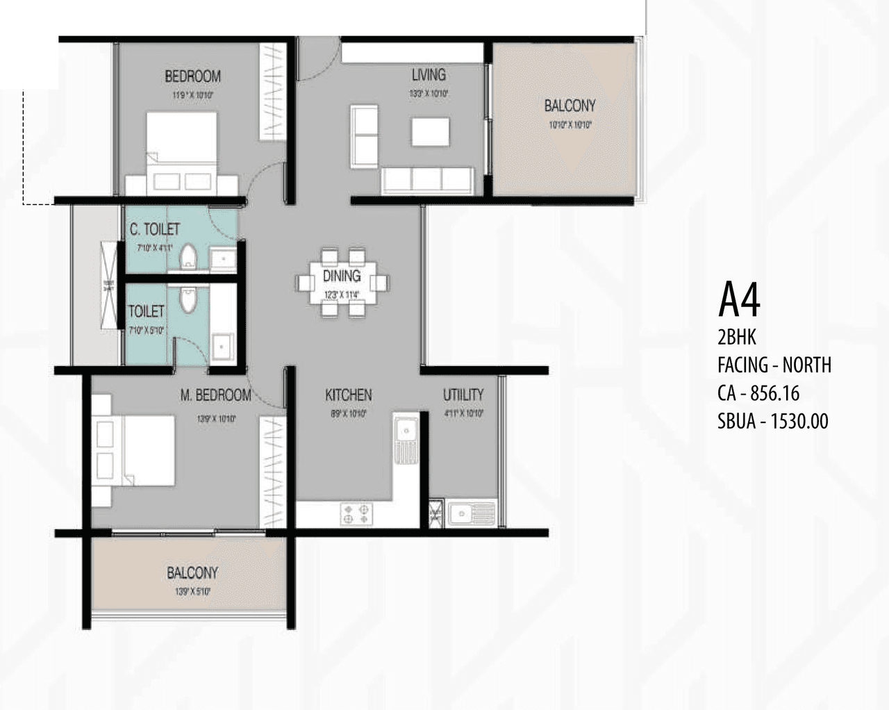 ELV The Ivory Terraces Unit plan - 1071 sq.ft.