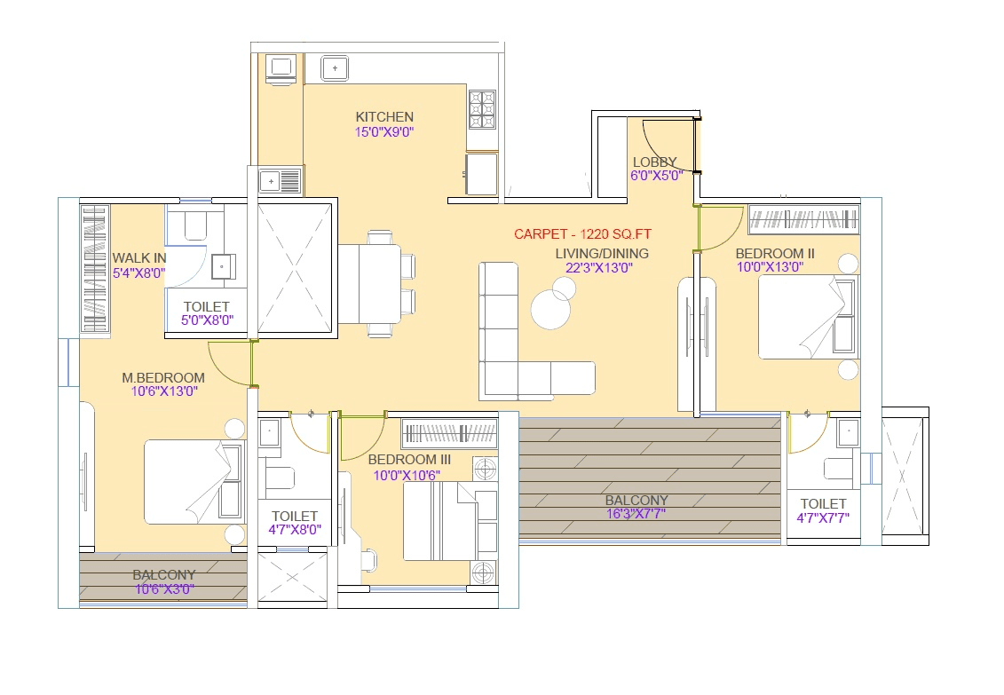 Nm Capri Unit plan - 1135 sq.ft.