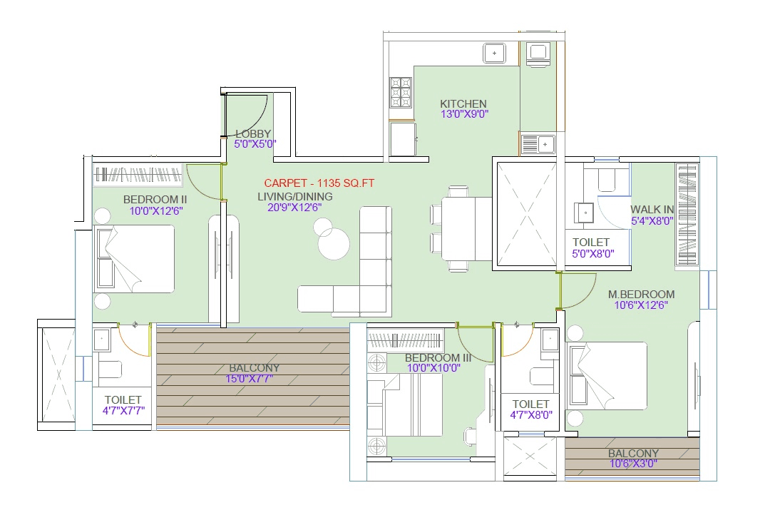 Nm Capri Unit plan - 1220 sq.ft.