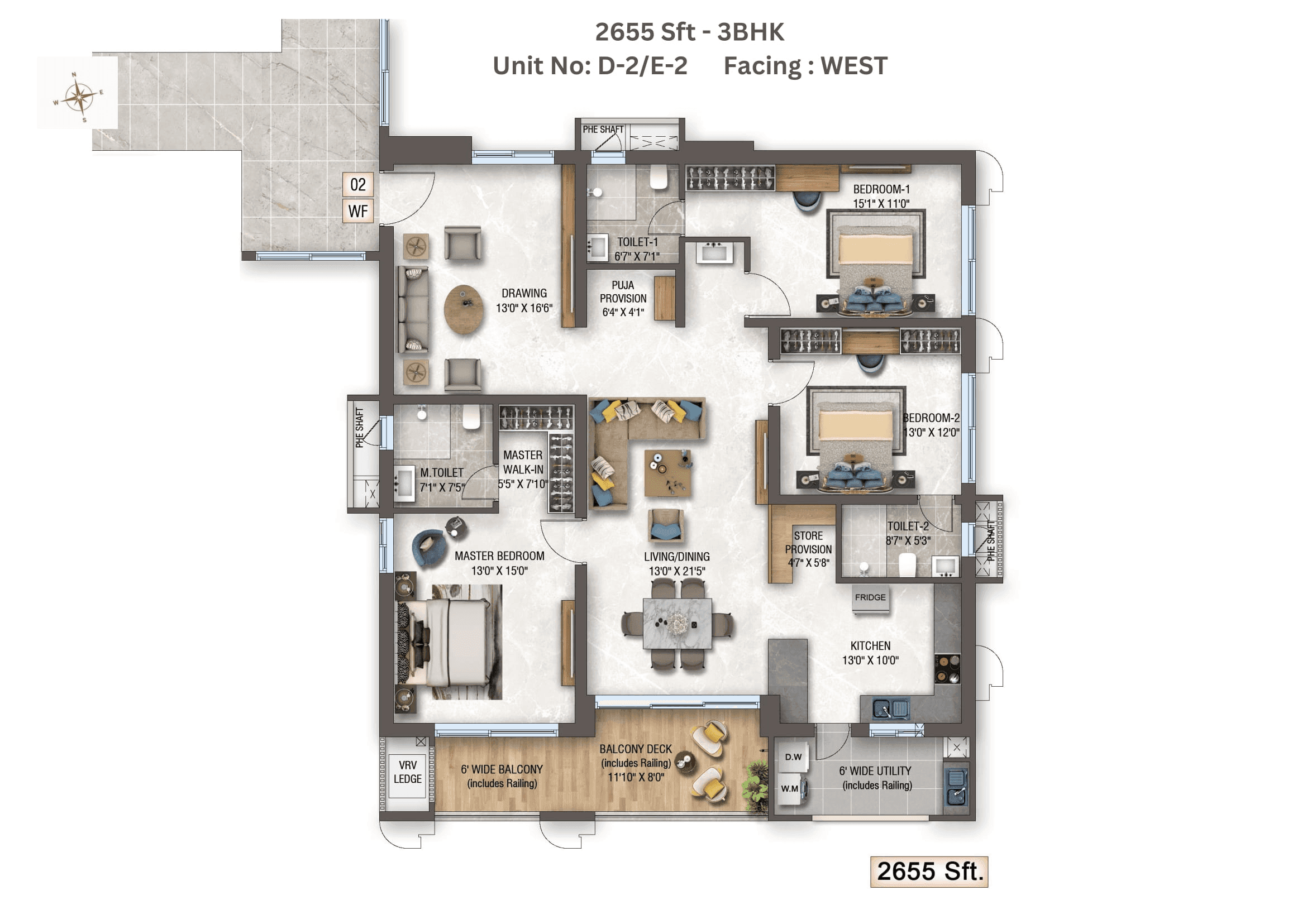 Unit plan - 1858 sq.ft.