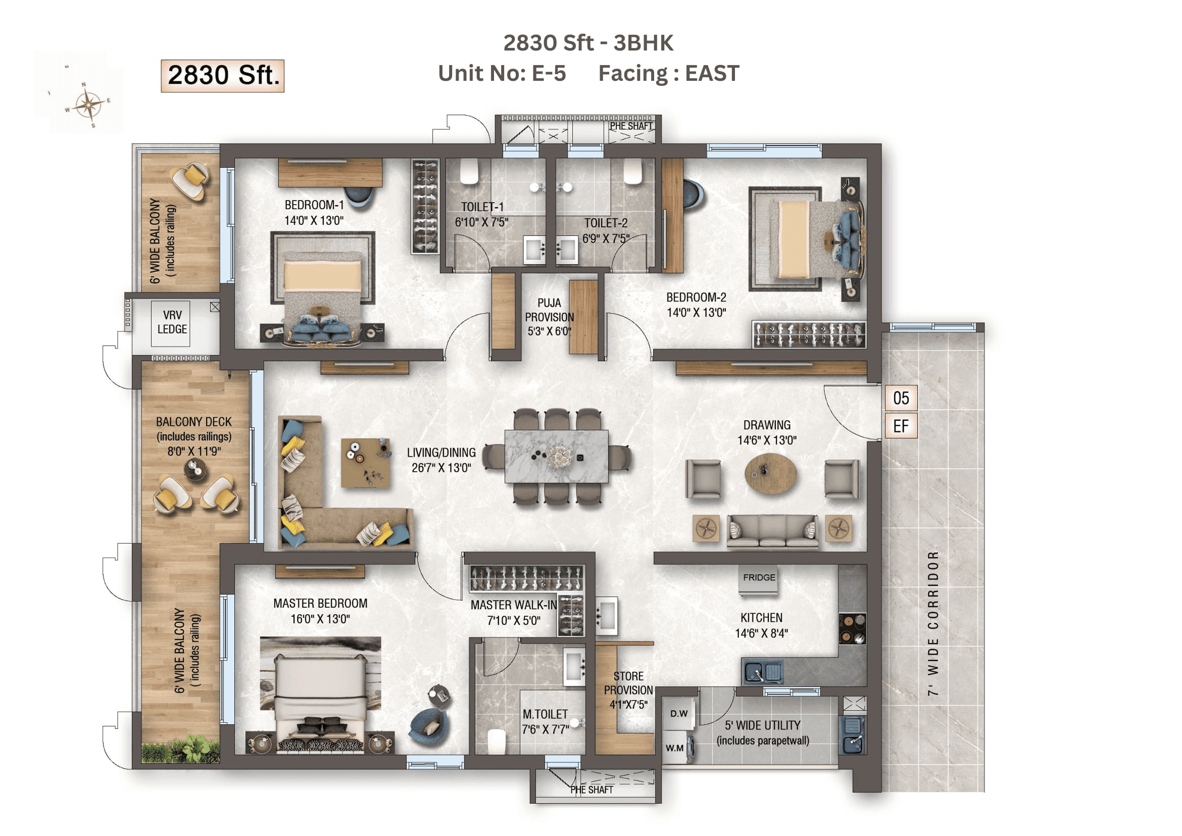 Unit plan - 1981 sq.ft.