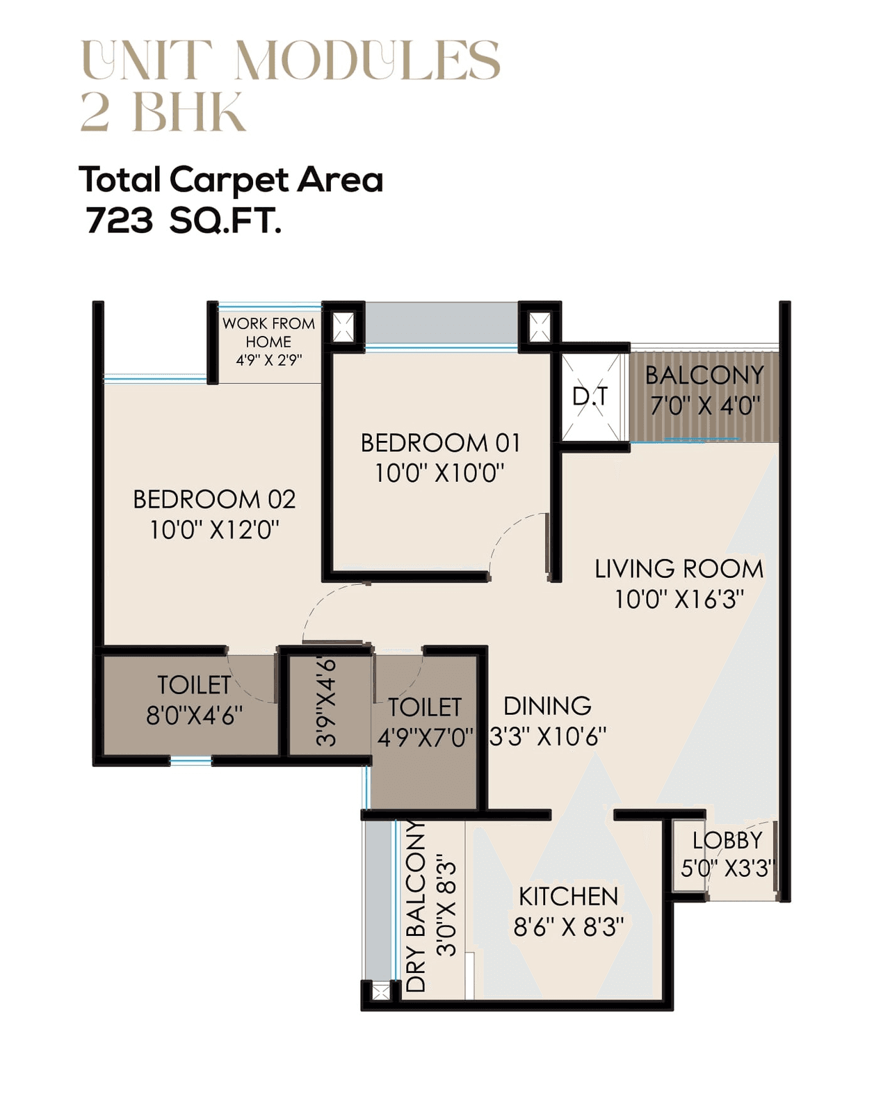 Vrunda Tathastu Unit plan - 723 sq.ft.