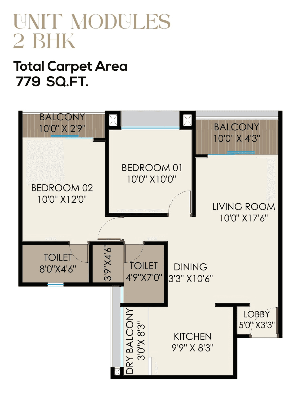 Vrunda Tathastu Unit plan - 779 sq.ft.