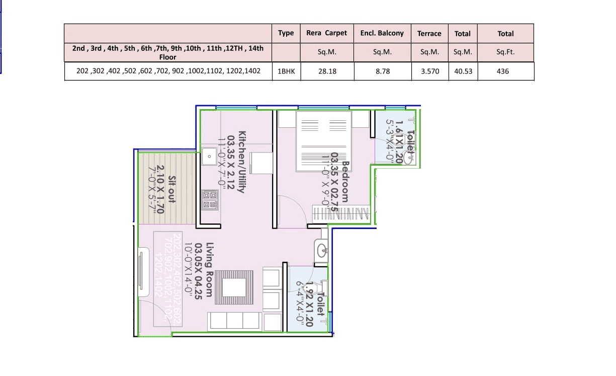 Aishwaryam Gaurav Unit plan - 436 sq.ft.