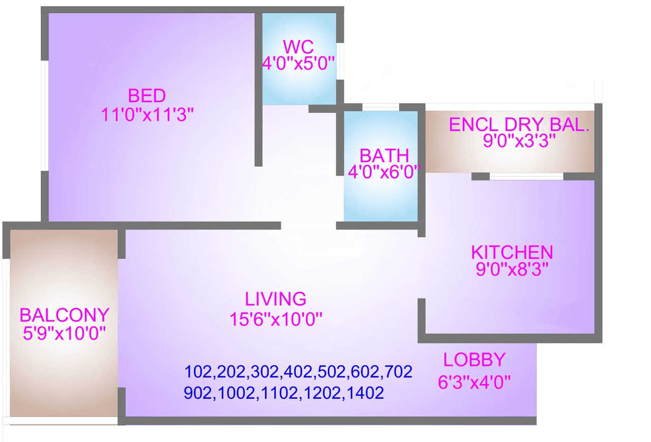 Aishwaryam Vaastu Dreams Unit plan - 548 sq.ft.