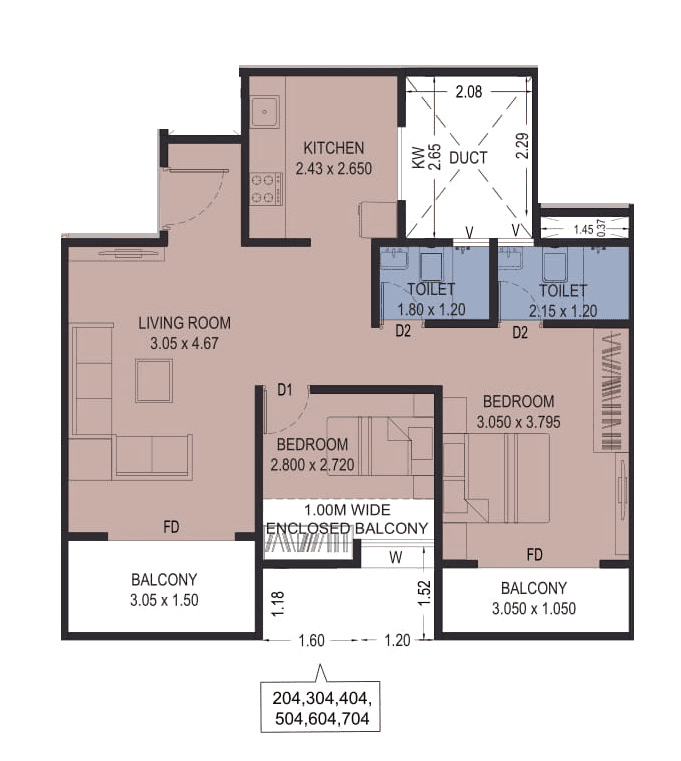 VTB Sai Prem Unit plan - 670 sq.ft.