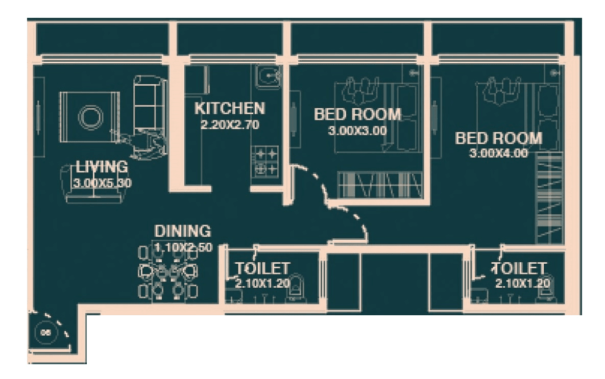 Bhoomi Serenity Unit plan - 732 sq.ft.