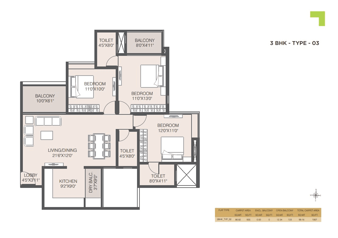 Unit plan - 1067 sq.ft.