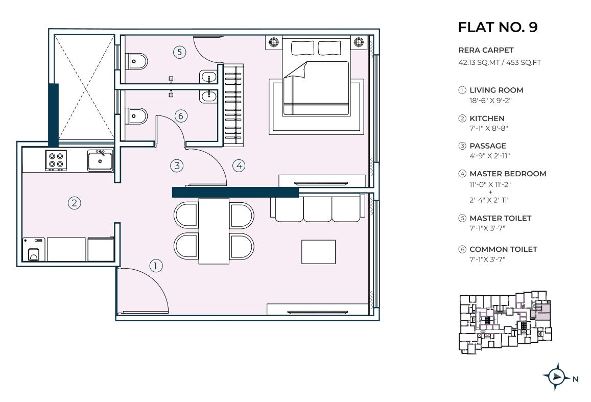 Urban BKC Crown Unit plan - 453 sq.ft.