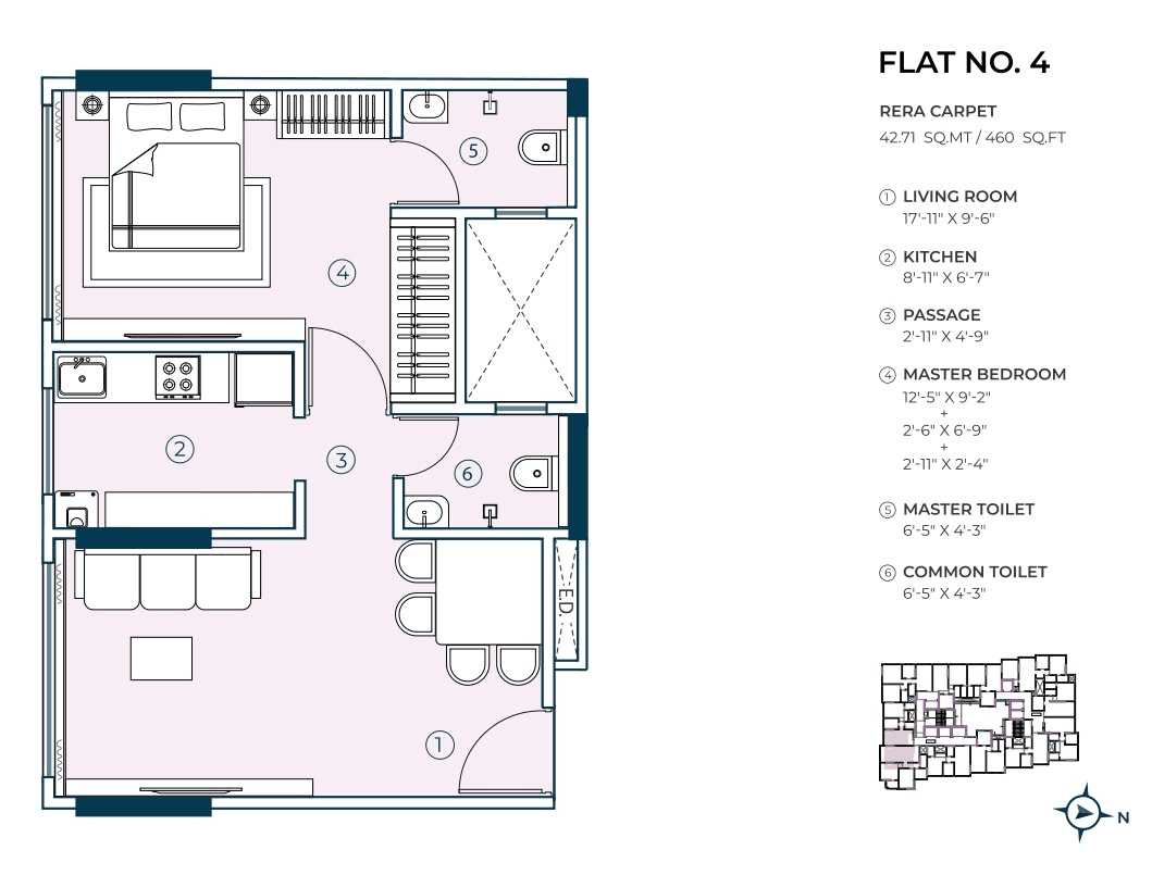 Urban BKC Crown Unit plan - 460 sq.ft.