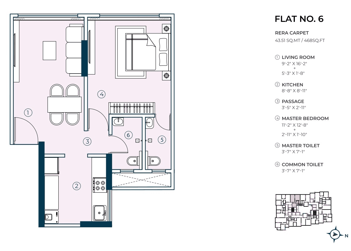 Urban BKC Crown Unit plan - 468 sq.ft.