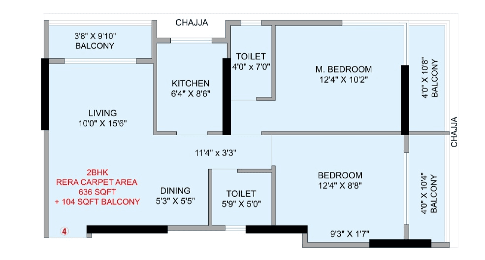 Nirvaana Coral Unit plan - 740 sq.ft.