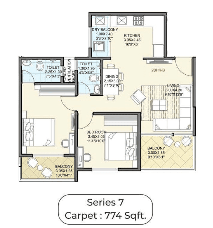Koral Aeternaa Unit plan - 774 sq.ft.