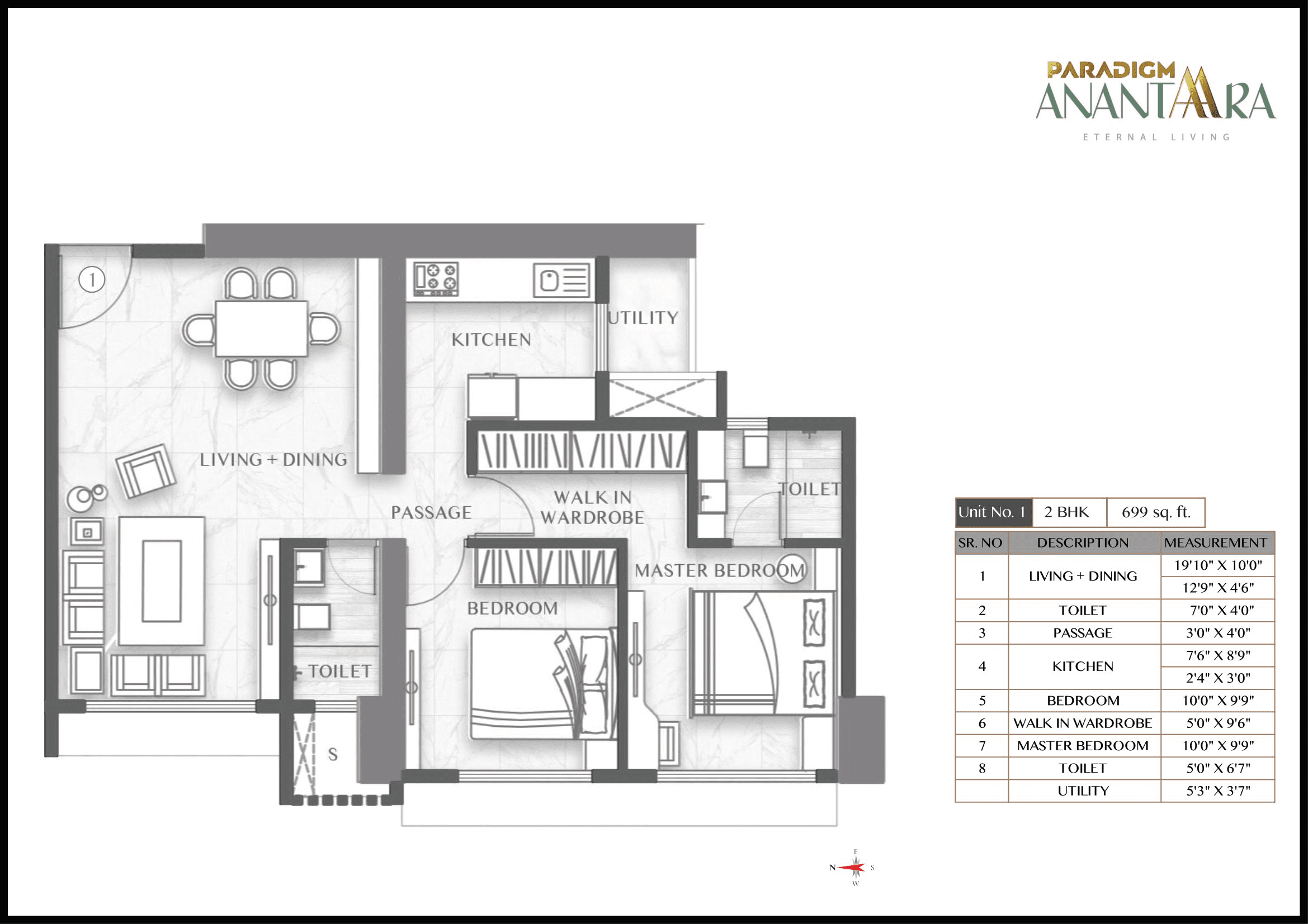Unit plan - 700 sq.ft.