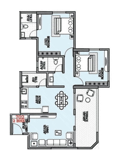 Badhekar Rising Hills Unit plan - 875 sq.ft.