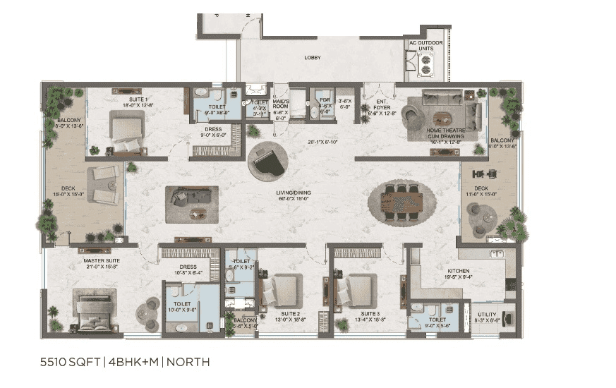 One by MSN Unit plan - 3857 sq.ft.