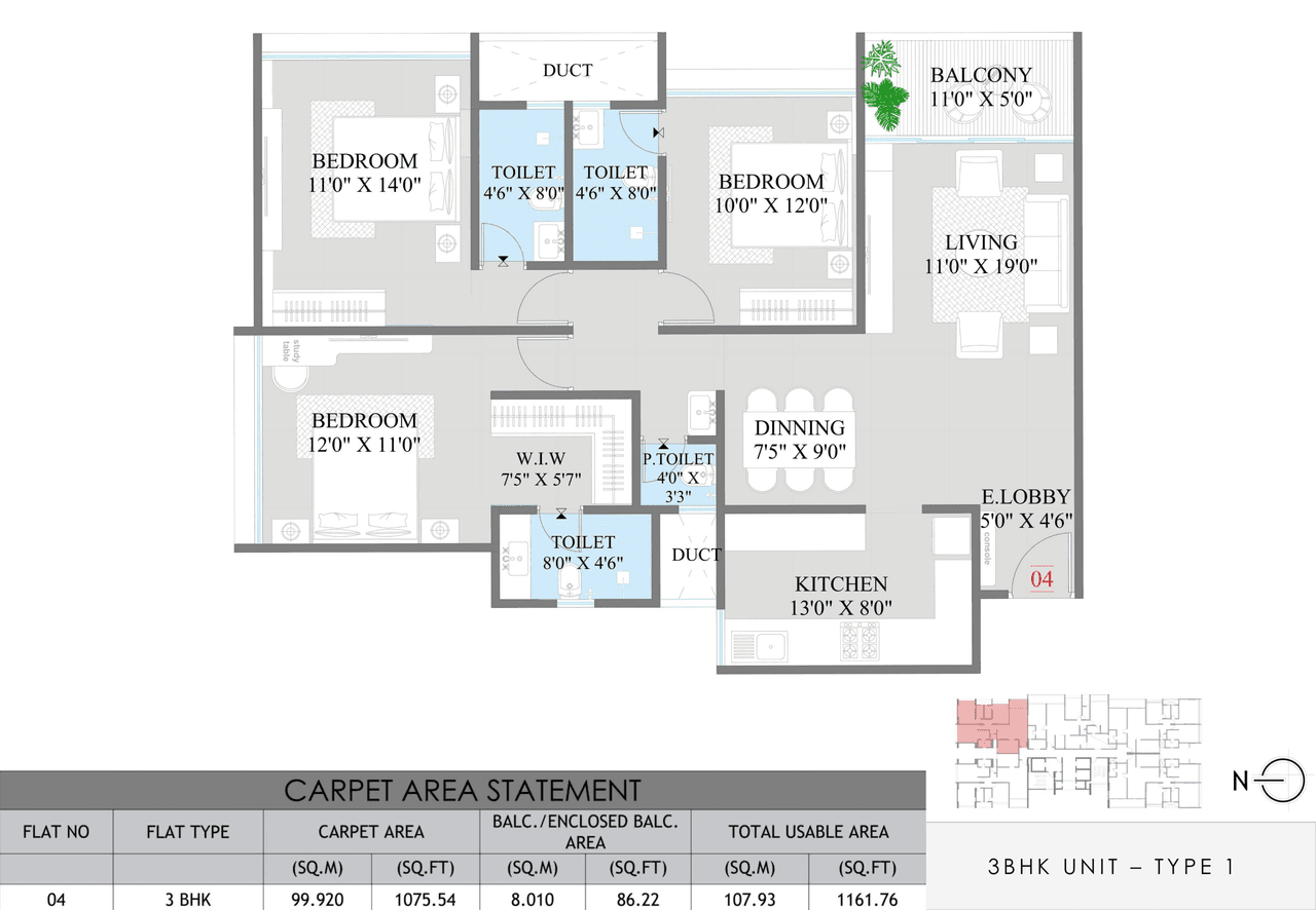 Ranawat Aura Aiwa Unit plan - 1161 sq.ft.