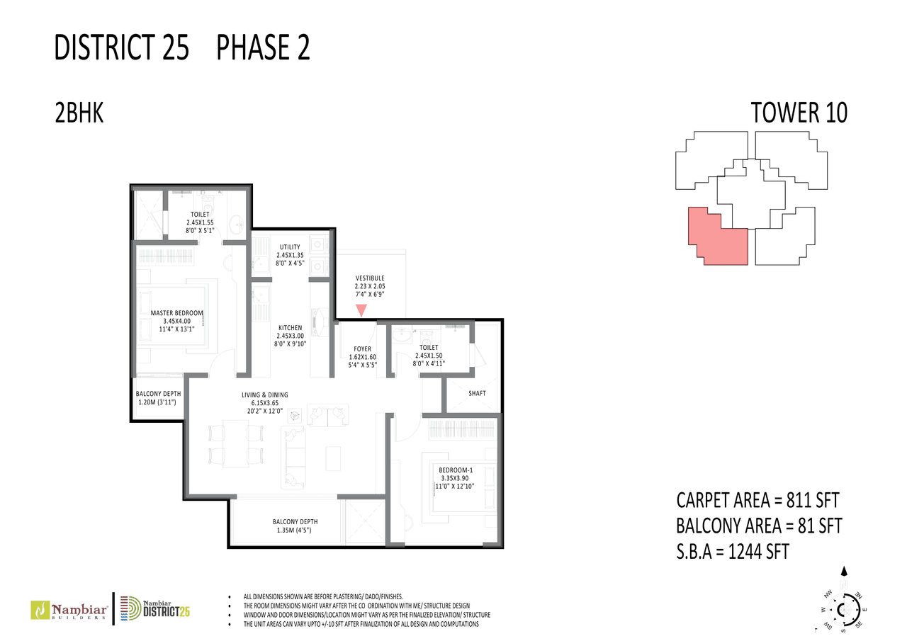 Nambiar District 25 Unit plan - 811 sq.ft.