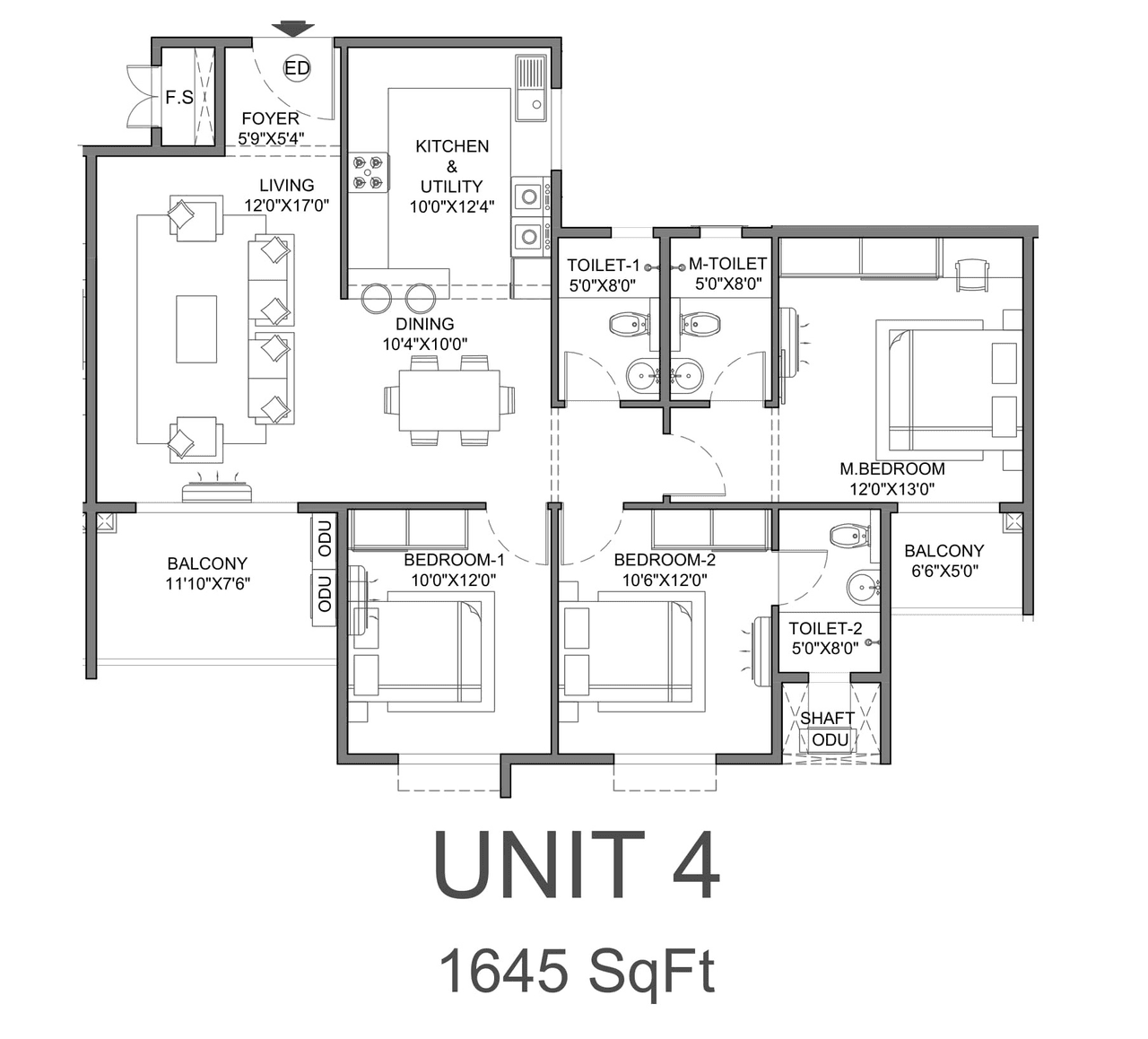 Lorven Cascade Garden Unit plan - 1184 sq.ft.