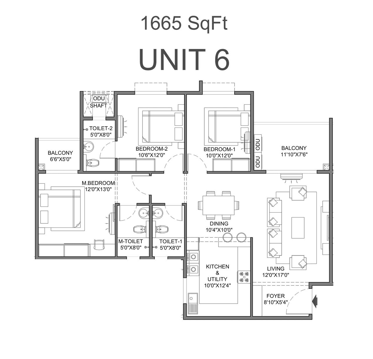 Lorven Cascade Garden Unit plan - 1198 sq.ft.