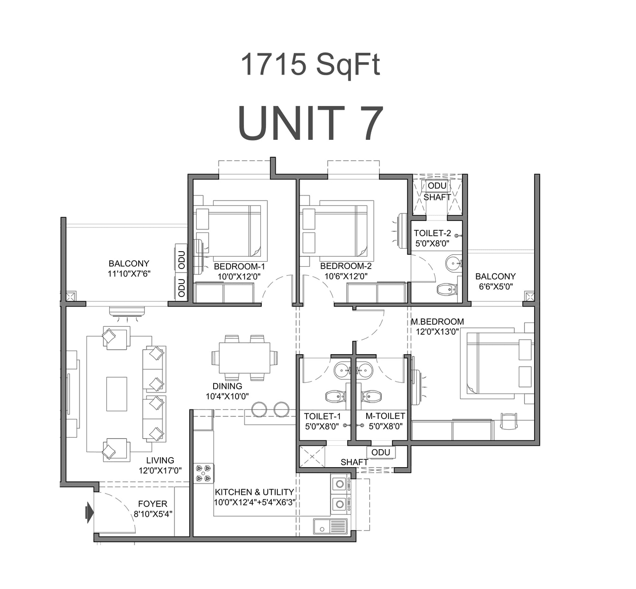 Lorven Cascade Garden Unit plan - 1234 sq.ft.