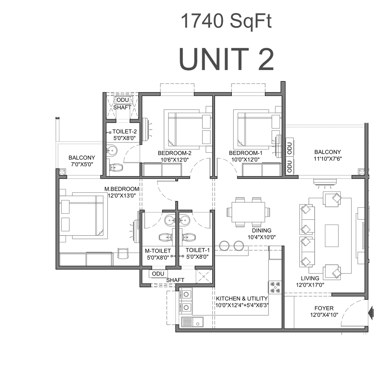 Lorven Cascade Garden Unit plan - 1252 sq.ft.