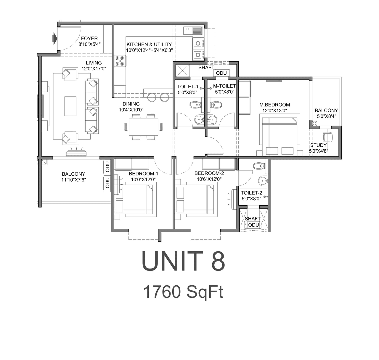 Lorven Cascade Garden Unit plan - 1267 sq.ft.