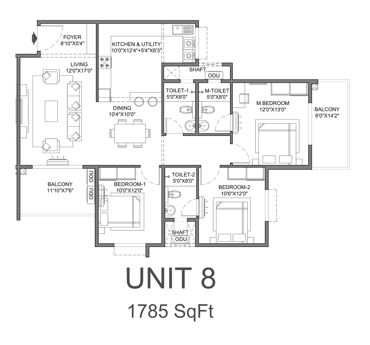Lorven Cascade Garden Unit plan - 1285 sq.ft.