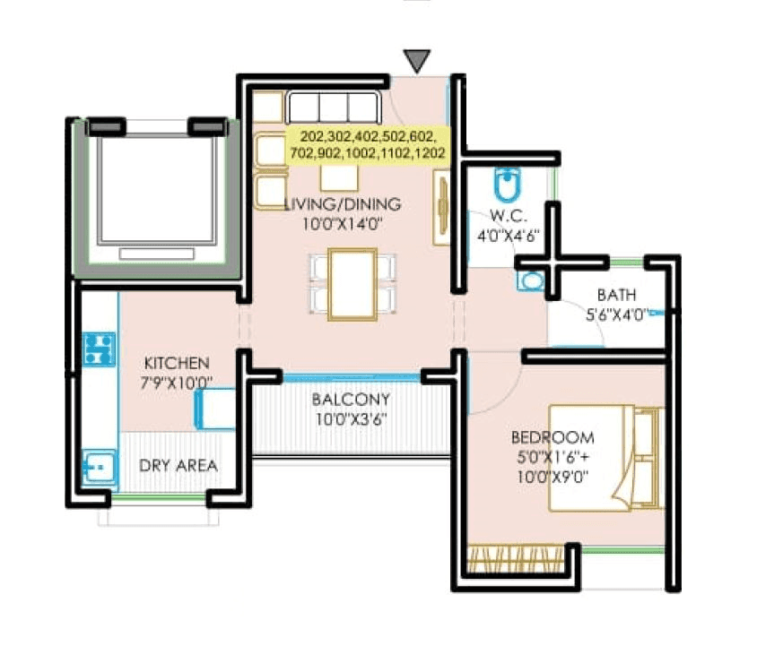 Namrata Happycity Varale Unit plan - 435 sq.ft.