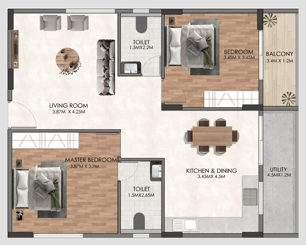 Prayuktha PM Gardens Unit plan - 954 sq.ft.