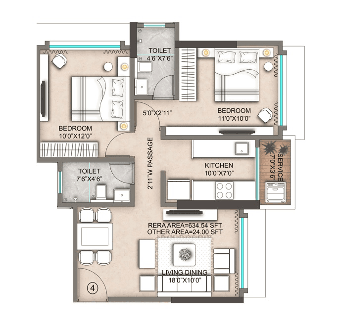 Maverick Namaha Unit plan - 659 sq.ft.