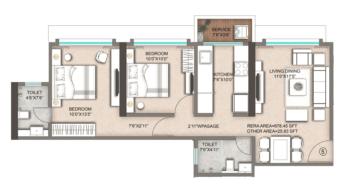 Maverick Namaha Unit plan - 704 sq.ft.