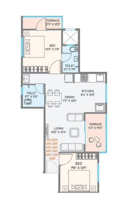 Nexus Sky Marina Unit plan - 684 sq.ft.
