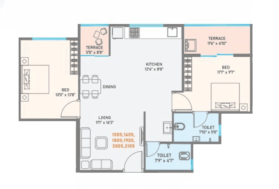 Nexus Sky Marina Unit plan - 792 sq.ft.